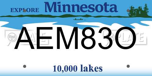 AEM83O Minnesota License Plate