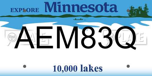 AEM83Q Minnesota License Plate