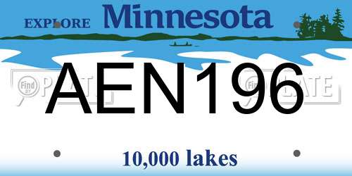 AEN196 Minnesota License Plate