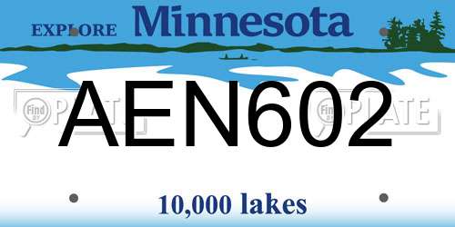 AEN602 Minnesota License Plate