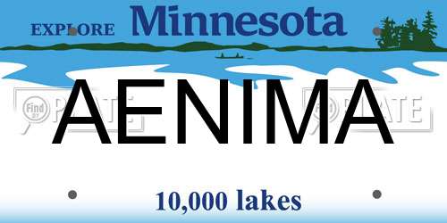 AENIMA Minnesota License Plate