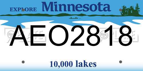 AEO2818 Minnesota License Plate