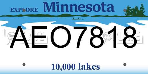 AEO7818 Minnesota License Plate