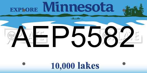 AEP5582 Minnesota License Plate