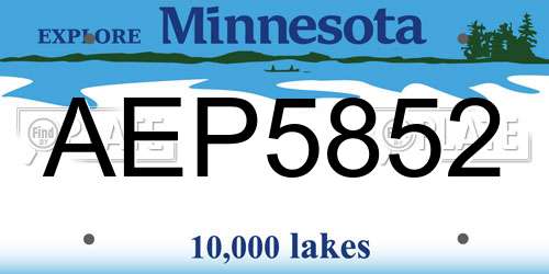 AEP5852 Minnesota License Plate