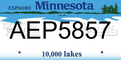 AEP5857 Minnesota License Plate