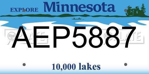 AEP5887 Minnesota License Plate