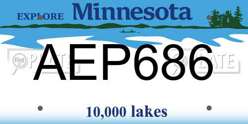 AEP686 Minnesota License Plate