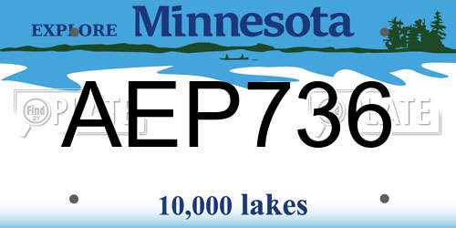 AEP736 Minnesota License Plate