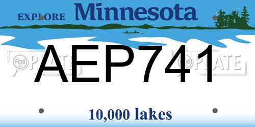 AEP741 Minnesota License Plate