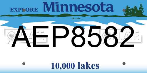 AEP8582 Minnesota License Plate
