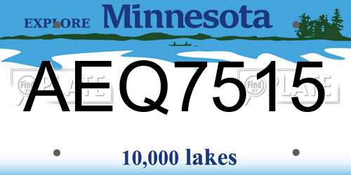 AEQ7515 Minnesota License Plate