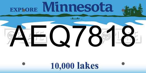 AEQ7818 Minnesota License Plate