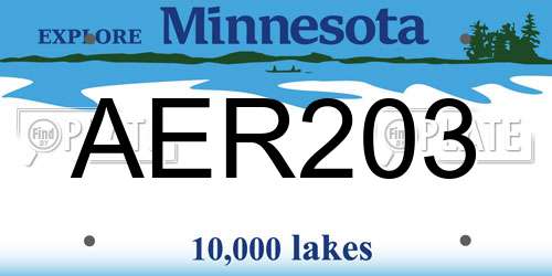 AER203 Minnesota License Plate