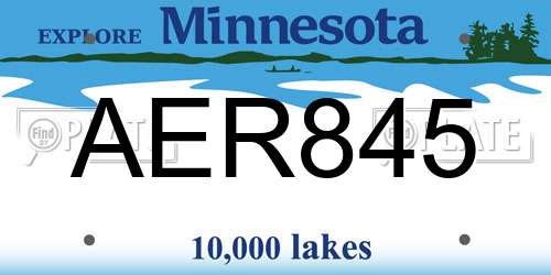 AER845 Minnesota License Plate