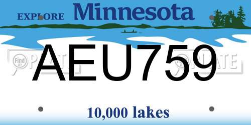AEU759 Minnesota License Plate