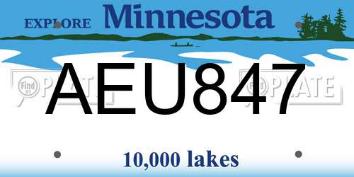 AEU847 Minnesota License Plate