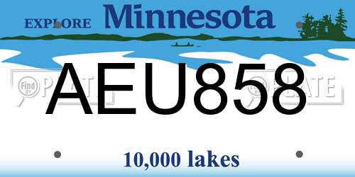 AEU858 Minnesota License Plate