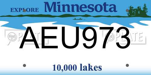 AEU973 Minnesota License Plate