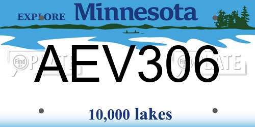 AEV306 Minnesota License Plate