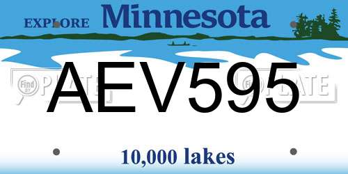 AEV595 Minnesota License Plate