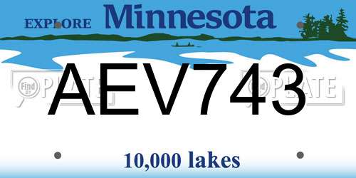 AEV743 Minnesota License Plate