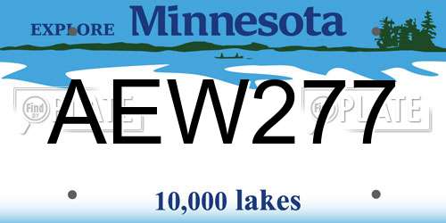 AEW277 Minnesota License Plate
