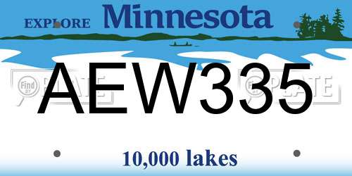 AEW335 Minnesota License Plate