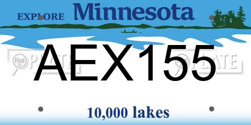 AEX155 Minnesota License Plate