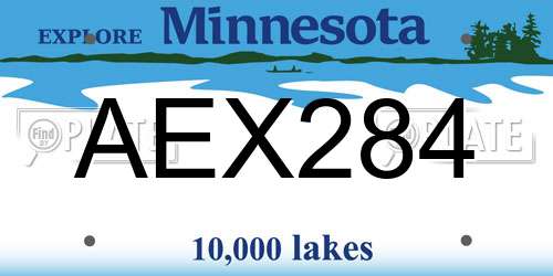 AEX284 Minnesota License Plate