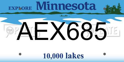 AEX685 Minnesota License Plate