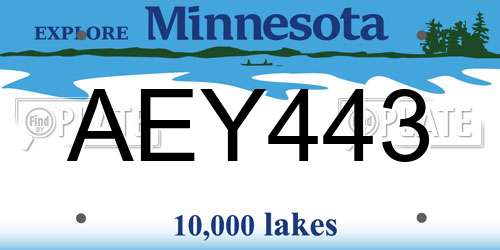 AEY443 Minnesota License Plate