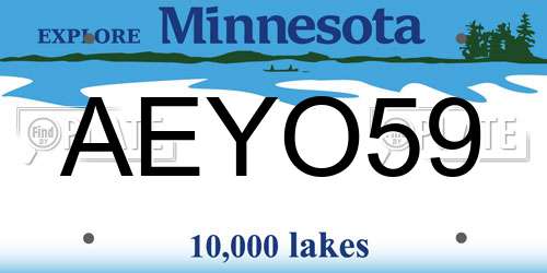 AEYO59 Minnesota License Plate