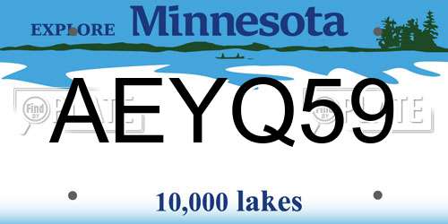 AEYQ59 Minnesota License Plate