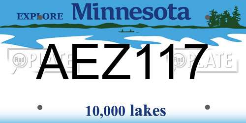 AEZ117 Minnesota License Plate