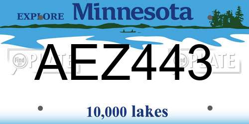 AEZ443 Minnesota License Plate
