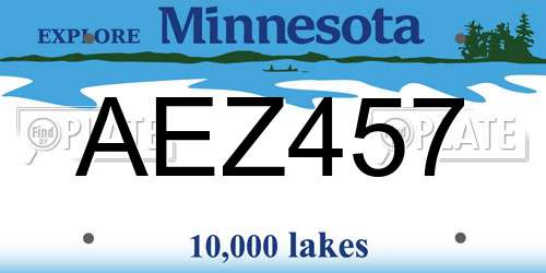 AEZ457 Minnesota License Plate