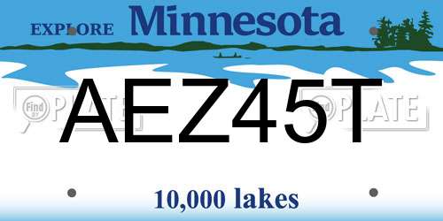 AEZ45T Minnesota License Plate