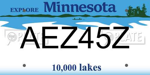 AEZ45Z Minnesota License Plate