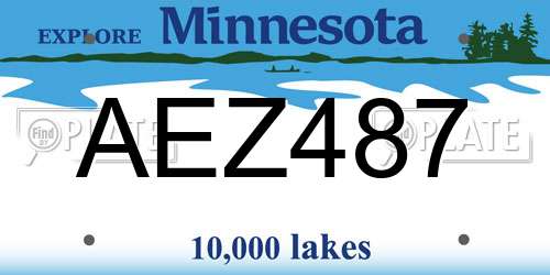 AEZ487 Minnesota License Plate