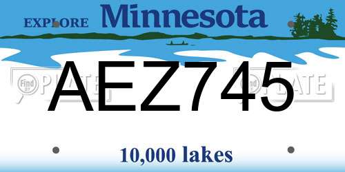 AEZ745 Minnesota License Plate