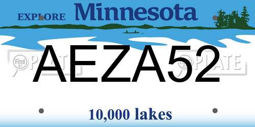 AEZA52 Minnesota License Plate