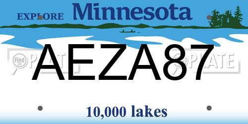 AEZA87 Minnesota License Plate