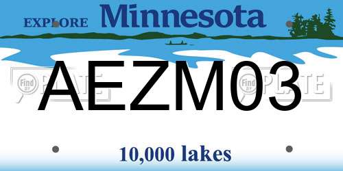 AEZM03 Minnesota License Plate