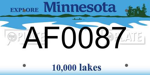 AF0087 Minnesota License Plate