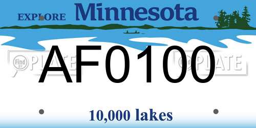 AF0100 Minnesota License Plate