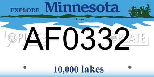 AF0332 Minnesota License Plate