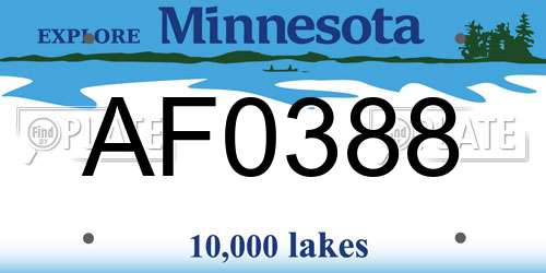 AF0388 Minnesota License Plate