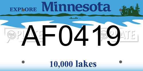 AF0419 Minnesota License Plate