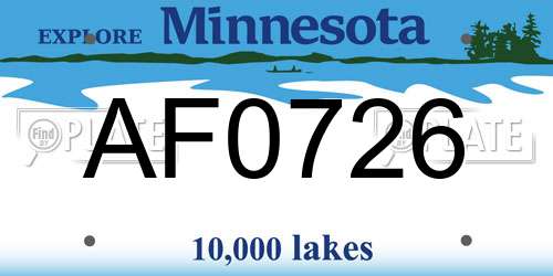 AF0726 Minnesota License Plate